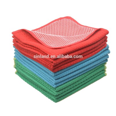 Sinland Blue/Green/Red Assorted fast drying Microfiber household Dishcloth with Poly Scour Side kitchen cloth