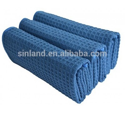 Sinland 16inch X 24inch Blue Microfiber cleaning towel Waffle Weave Kitchen cloth DishCloth