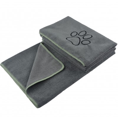 SINLAND Ultra Absorbent Microfiber Pet Towel with Embroidered Paw print 30"x50"