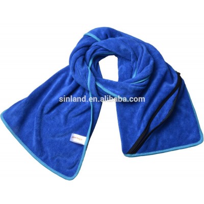 Sunland china suppliers Multi-purpose Fast Drying Fitness Gym Towel with Zipper Bag Microfiber Sports Towel