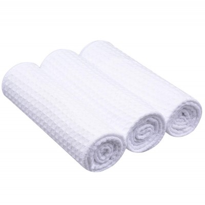 16inch X 24inch 380gsm White Microfiber Waffle Weave Kitchen Towel