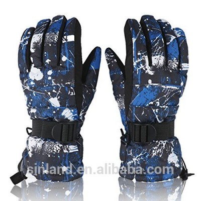 Sunland custom Winter adjustable Waterproof Windproof Thicken Warm Ski Snowboard Gloves